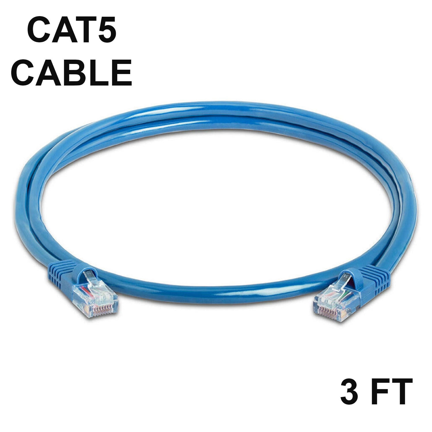 3 FT CAT5 Data Transfer Cable Ethernet Lan CAT5e RJ45 Port Network Patch  Cord Internet Router BLUE 