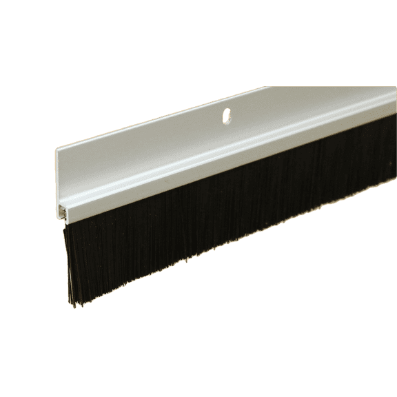 Randall Manufacturing Clear Anodized Door Sweep Brush with 2 Long Brushes, Draft Stopper for Bottom Gaps, Black, 3 ft