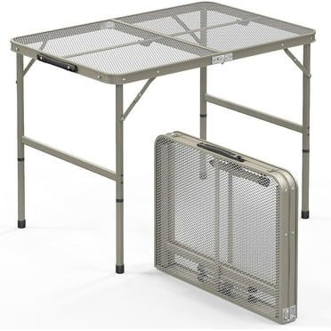 3 FT Folding Table,Portable Table for Grill,Folding Picnic Table with Mesh Desktop,Silver