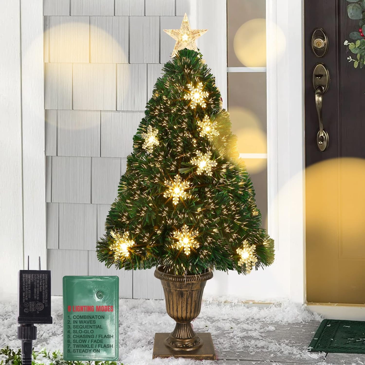 3 FT PreLit Artificial Christmas Tree, Lighted Optical Fiber Entrance