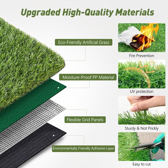 3 FT x 5 FT (15 Square FT) Deluxe Artificial Grass Turf 1.18-Inch Dense Blades Non-Toxic Lead-Free Quick-Dry Rubber Backing Indoor Outdoor Use