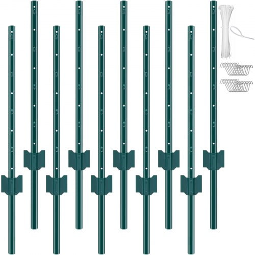 3 Feet Fence Post 10 Pack TPost Heavy Duty Metal Fence Posts Green