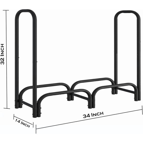 3 Feet Outdoor Firewood Rack Steel Tubular Wood Racks, Easy Assemble Adjustable Log Rack Holder, Heavy Duty Wood Stackers for Outside