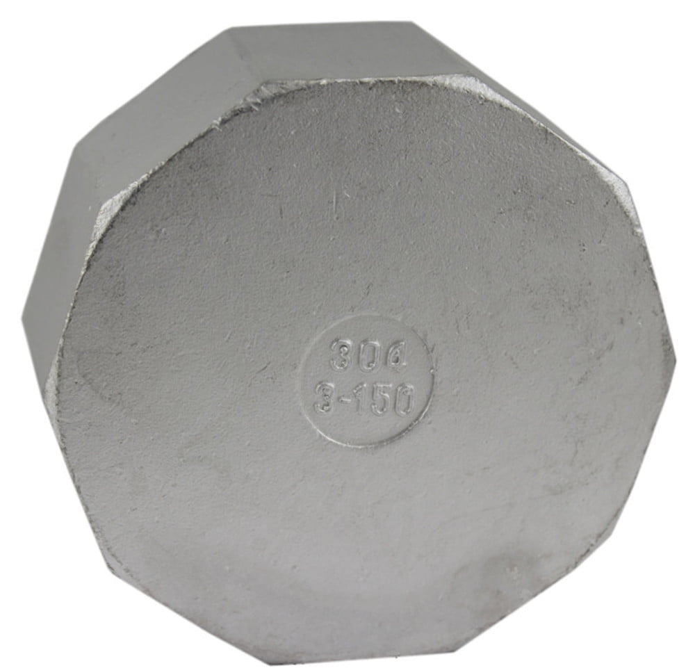 2 Pack 304 Stainless Steel Hex Cap Pipe Fittings - 3/8 Female NPT Corrosion Resistant Caps