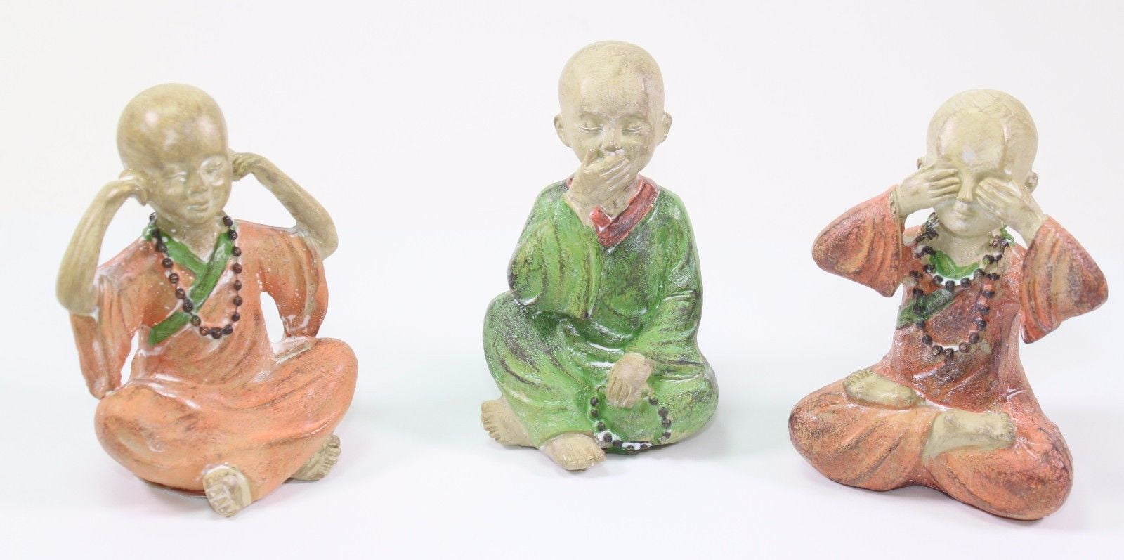 3 Feng Shui Hear See Speak No Evil Happy Face Buddha Monks