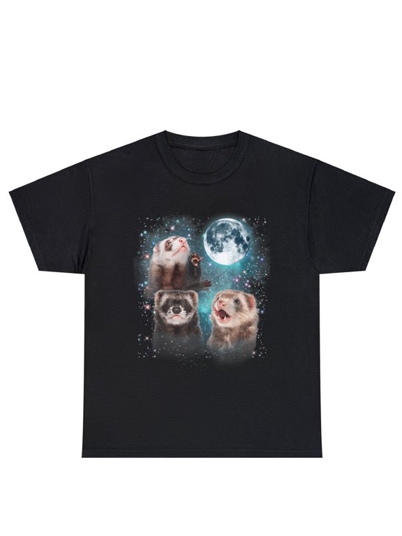 3 Ferret Moon Howling Ferret Head T-shirt , 3 Ferret Moon Howling ,meme Ferret shirt Animal Lover , Three Ferret Moon Howling T-shirt
