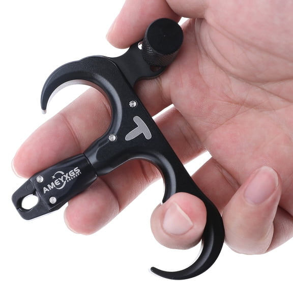 3 Finger Archery Compound Bow Release Aid 360° Rotable Aluminum Alloy Thumb Trigger Grip