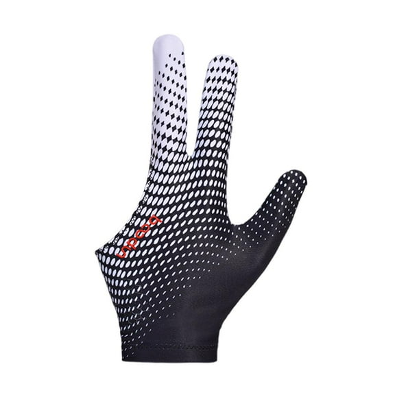 3 Finger Billiards Gloves Pool Cue Gloves Spandex for Left Hand Right Hand, Men Women, Lightweight And Portable for Your Or Bag - black and white grigio