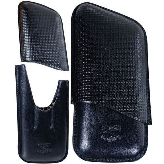 3 Finger cigar leather case - Black - genuine Italian leather