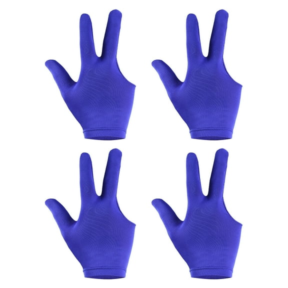 3 Fingers Left/Right Hand Pool Gloves Snooker Billiard Pool Cue Glove, Blue 4 Pack