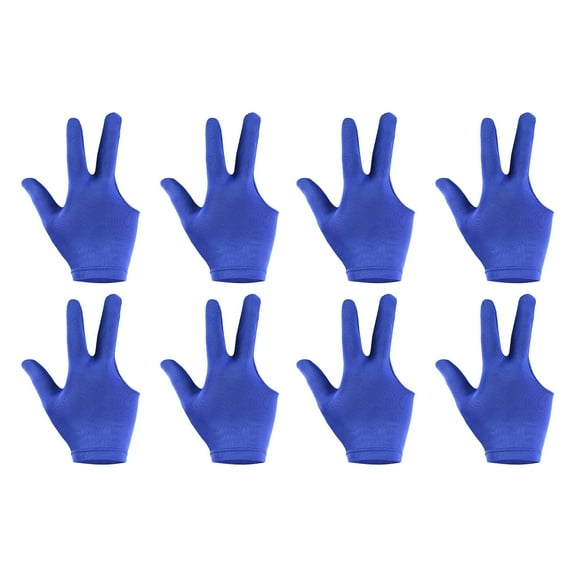 3 Fingers Left/Right Hand Pool Gloves Snooker Billiard Pool Cue Glove, Blue 8 Pack