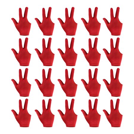3 Fingers Left/Right Hand Pool Gloves Snooker Billiard Pool Cue Glove, Red 20 Pack