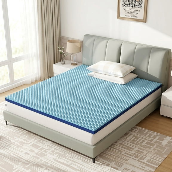 3" Firm/Extra Firm Twin Dual Side Memory Foam Mattress Topper, Egg Crate Gel Infused Cooling Mattress Pad for Breathable Comfort and Back Pain Relief