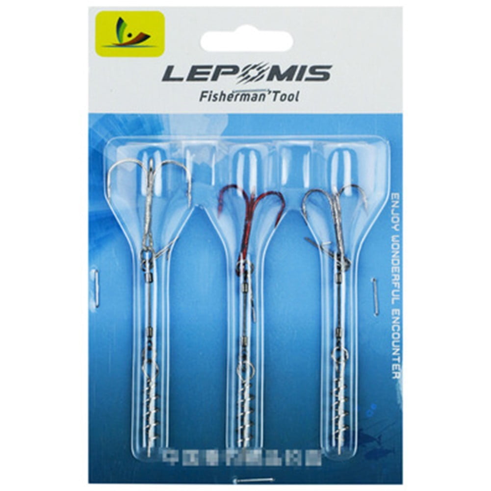 3×Fishing Treble Hooks with Center Spring Pin Twistlock Screw Rigs for ...