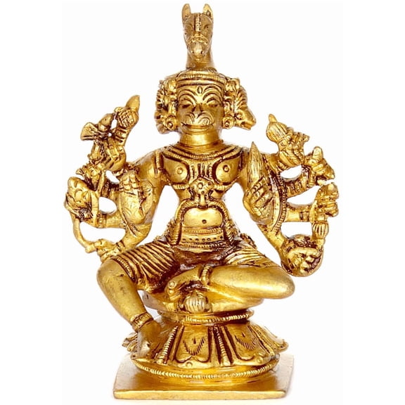 3" Five-Headed Pancha Mukhi Hanuman Brass Statue - Multi-Form God Idol | Handmade