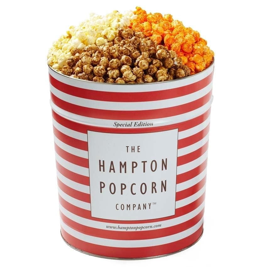 3 Flavor, 3.5 Gallon Gourmet Popcorn Tin, Butter, Caramel & Orange ...