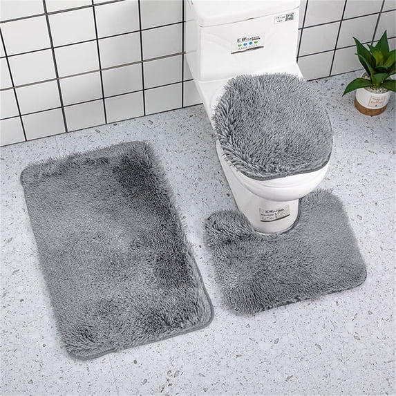 3* Floor Mat 3 Pc Embroidery Design Bathroom Bath Mat Set Includes 1 Mat 1 Lid Toilet Cover 1 Bath Mat Ultra Absorbent Backings Toilet Mat