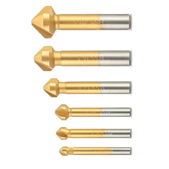 3 Flute 90 Degree Chamfering Tool Bits Countersink Drill Bits Set for Metal Woodworking Metal Working