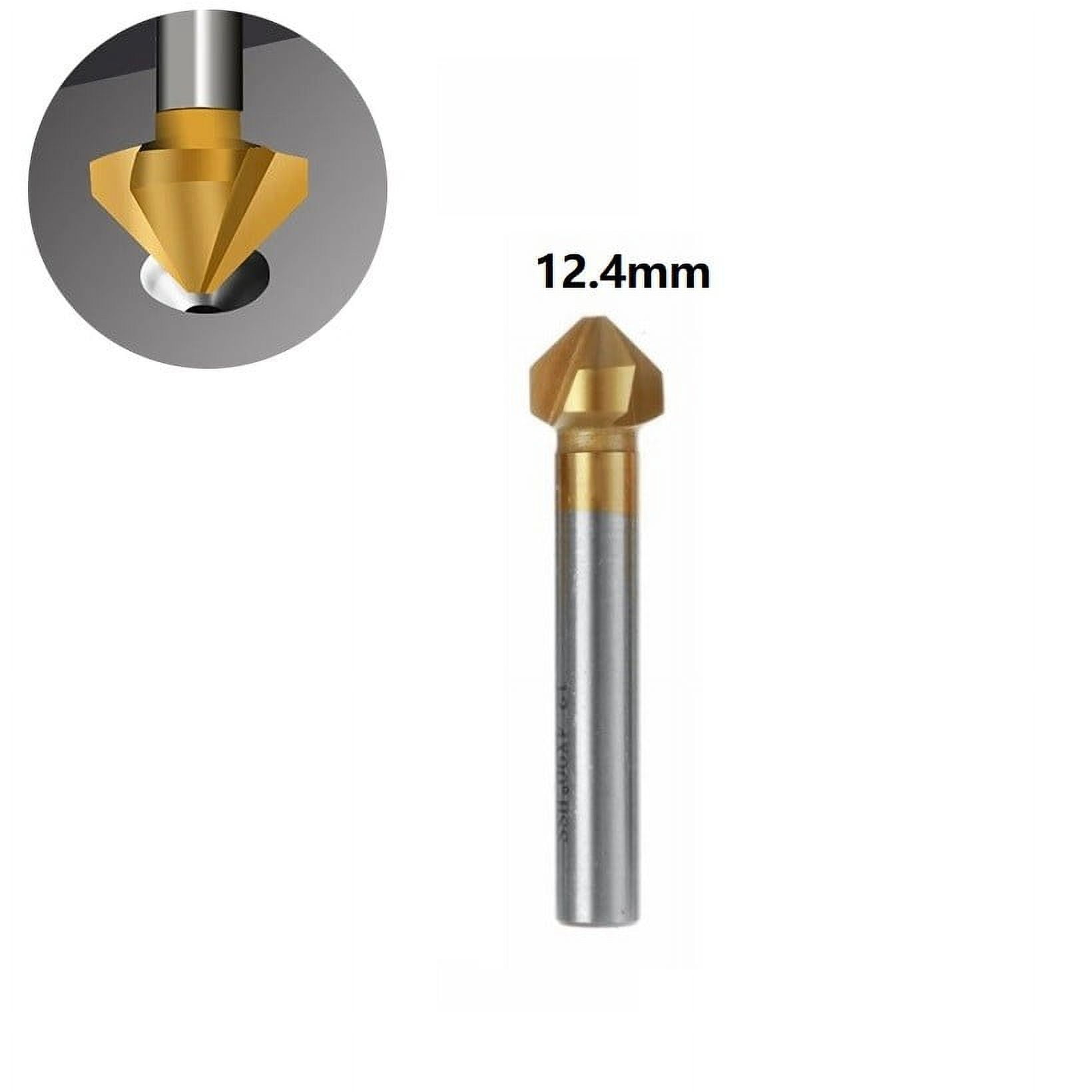3-Flute Countersink Drill Bit for 90-Degree Chamfering, HSS, 6.3-20.5mm ...