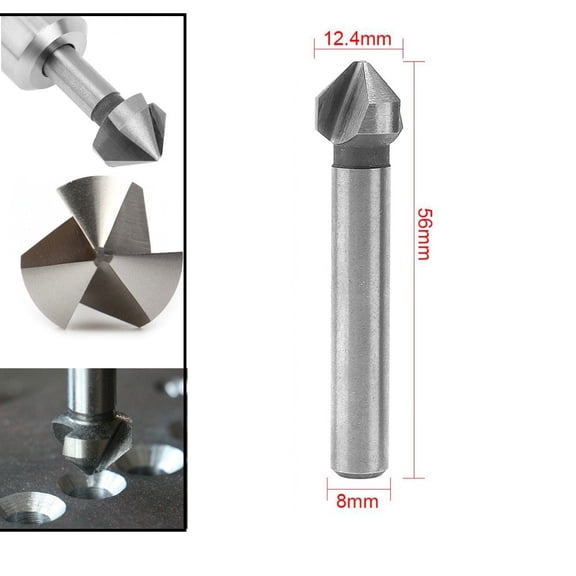 3 Flute Countersink Drill Bit for 90 Degree Chamfering Tools, 6.3-20.5mm, High-Speed Steel