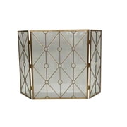 3 Fold Bevelled Glass Screen, Gold & Glass