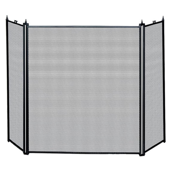 3-Fold Black Fireplace Screen, Black Finish (S31030BK) LXKJ