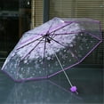 thumbnail image 1 of 3 Fold Clear Umbrella, Transparent Sakura Pattern Portable Umbrella, Colorful Windproof Rain Umbrella, Lightweight Shade for Travel Outdoor and Daily, 1 of 6