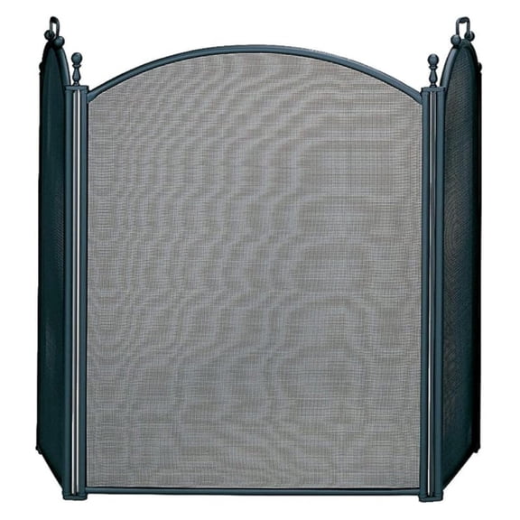 3-Fold Large Diameter Black Fireplace Screen with Woven Mesh (S-3652)