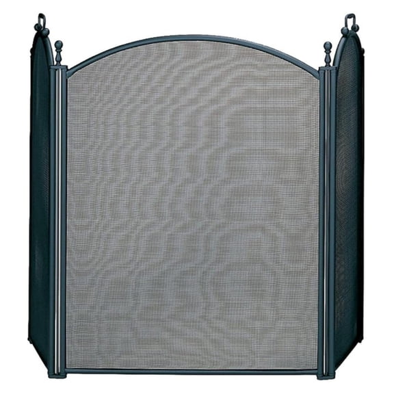 3-Fold Large Diameter Black Fireplace Screen with Woven Mesh (S-3652)