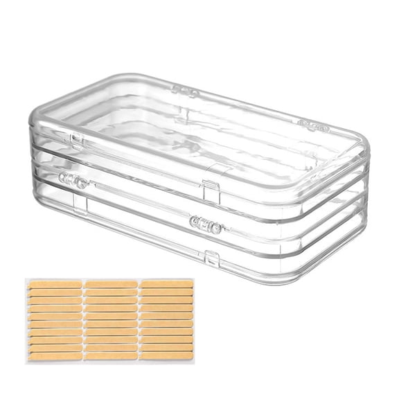 3 Folding Clear Nails Art Storage Box With Sticky Tape Multi Purpose Plastic Container For Home Office Bathroom Organization