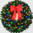 thumbnail image 1 of 3 Foot (36 inch) Multicolor LED Christmas Wreath with Prelit Red Bow, 1 of 6