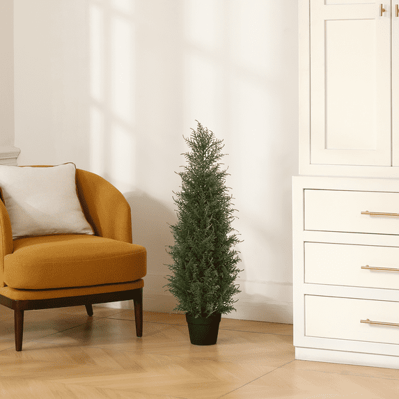 3 ft Artificial Cedar Tree UV Rated , Artificial Christmas Topiary Tree, Pre-Potted Plants for Indoor Outdoor Housewarming Gift Home Decor, DR.Planzen