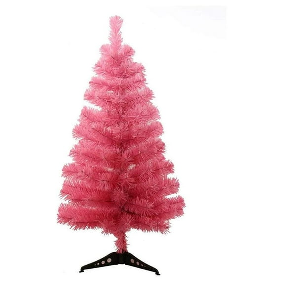 3 Foot Christmas Trees Artificial Xmas Pine Tree with PVC Leg Stand Base Home Office Holiday Decoration (Pink)