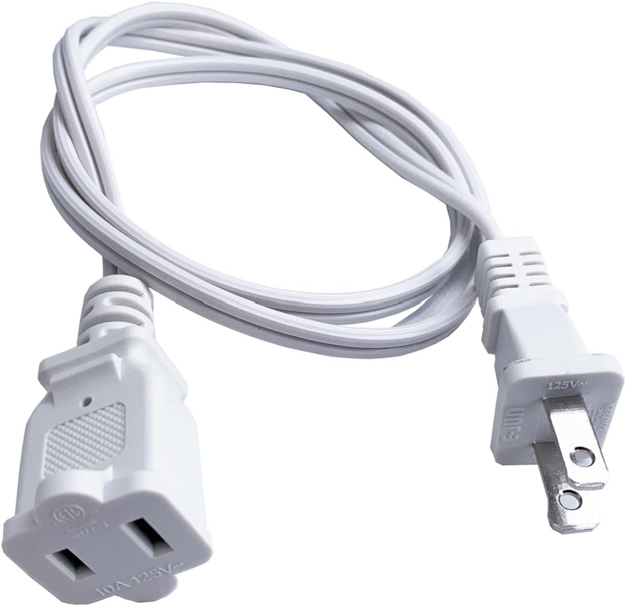 3 Foot Extension Cord 2 Prong, Short Power Extension Cord, 18 AWG Male