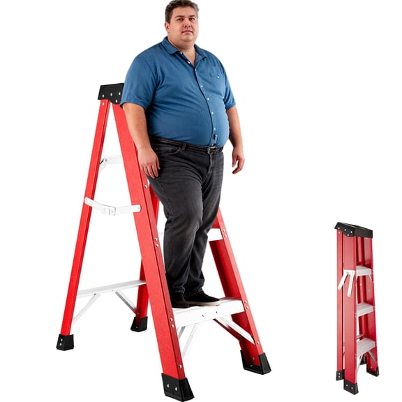 3-Foot Fiberglass Step Stool Industrial, 330-Pound Load Capacity, Little Giant Ladders with Tool Tray, Folding Step Ladder for Home and Electricians