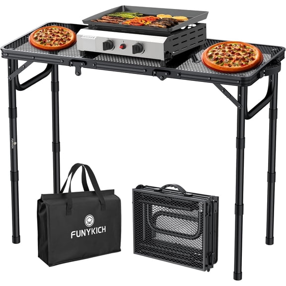 3 Foot Folding Grill Table 34.2 Inches X 15.7 Inches X 27.5 Inches Black