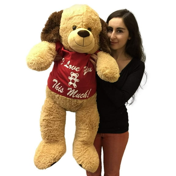 3 Foot Giant Stuffed Puppy Dog 36 Inch Soft Wears Removable Tshirt I Love You This Much