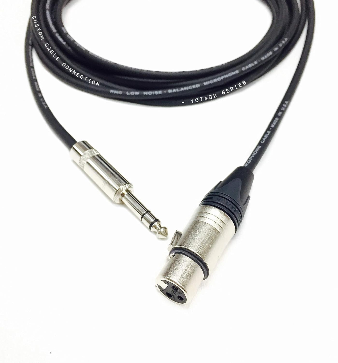 3 Foot  NC3FXX Female XLR to  Rean NYS228 1/4 Inch (6.35mm) TRS Balanced Pro Audio Cable