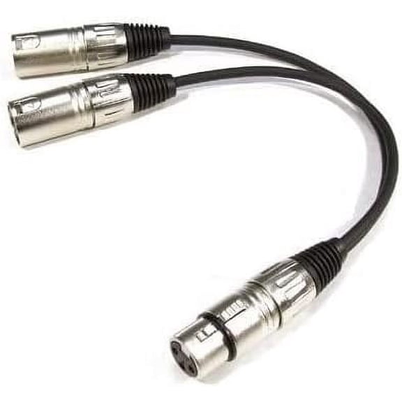 3 Foot Patch Y Cable Cords - XLR Female To Dual XLR Male Cables - 3' Y-Cable Cord Splitter - 4 PACK