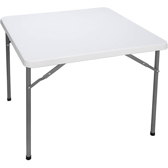 3 Foot Square Folding Card Table, Indoor Outdoor Portable Plastic Kitchen or Camping Picnic Party Wedding Event Table, White