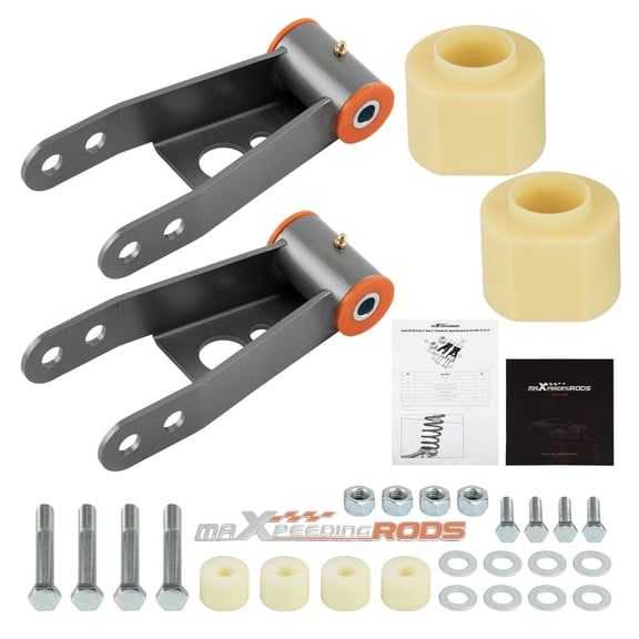 3" Front 2" Rear Leveling Lift Kit for Jeep Cherokee XJ 1984-2001 2WD/4WD Suspension Shackle & Spacer Set, Steel Construction, Fits Up to 30" Tires, SKU 01959908