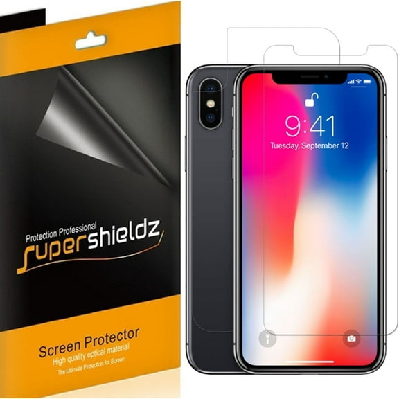 [3 Front & 3 back] Supershieldz for Apple iPhone X Full Body Screen Protector, Supershieldz for Anti-Bubble High Definition (HD) Clear Shield