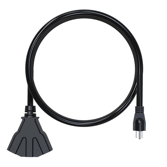 HITRENDS 3ft Extension Cord, 12 AWG, 3 Power Outlets, Heavy Duty Waterproof Outdoor for Power Tools, Landscaping Tools, Christmas Lights