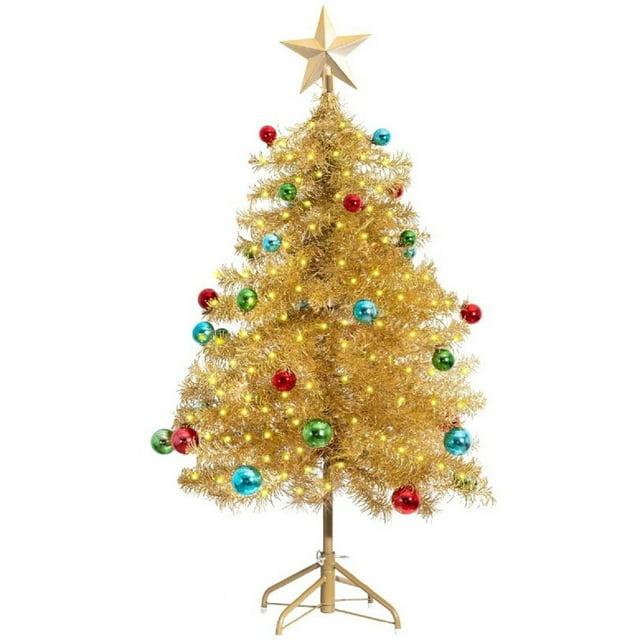 3 Ft Gold Christmas Tree with DIY 10m Warm White String Lights 30 Ball