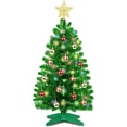 thumbnail image 1 of 3 Ft Green Christmas Tree Tinsel Dual Color Change 12 Modes Timer DIY 50 Warm White & Colored Lights 15 Ball Ornaments Star Battery Operated Small Artificial Full Xmas Tree Table Indoor Holiday Decor, 1 of 14
