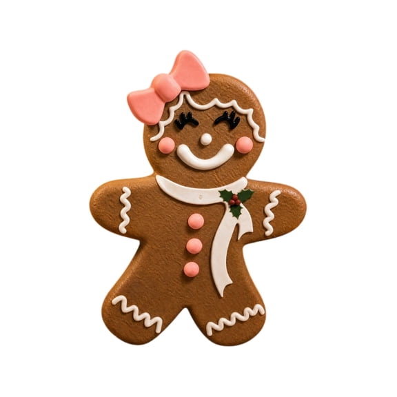 3 Ft Light-Up Gingerbread Girl Animatronic, Christmas Gingerbread Girl Decoration, Animated LED Gingerbread Statue with Santa Hat and Bow, Holiday Indoor Outdoor Decor