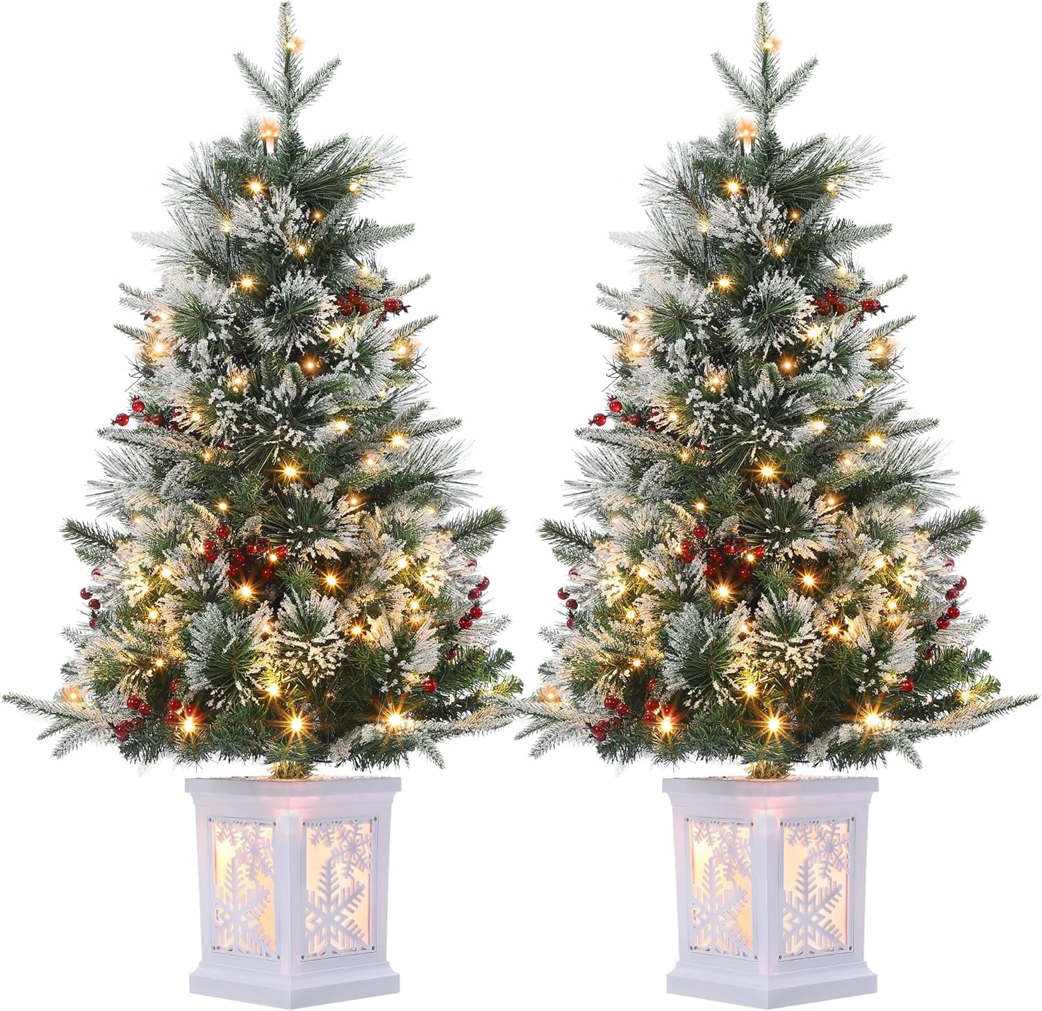 3 Ft PreLit Christmas Tree, 2 Set Artificial Christmas Trees with