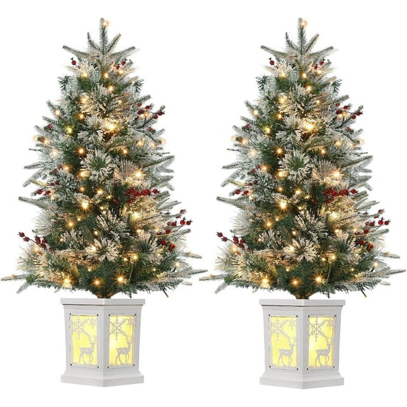 3 Ft Pre-Lit Christmas Tree, Artificial Christmas Trees with Lighting, Xmas Trees with 78 Led Lights, Christmas Decoration for Home, Office, Easy Assembly