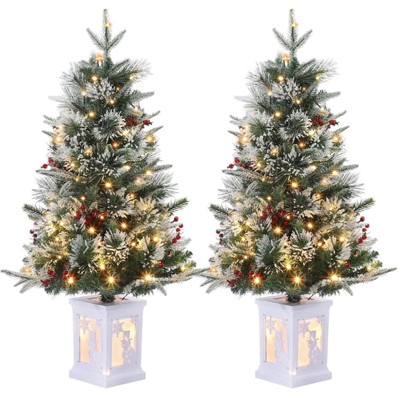 3 Ft Pre-Lit Christmas Tree, Christmas Tree with 78 Led Lights, Battery-Powered, Artificial Tree with Illuminated Base, Indoor/Outdoor Holiday Decor for Home, Yard, and Office