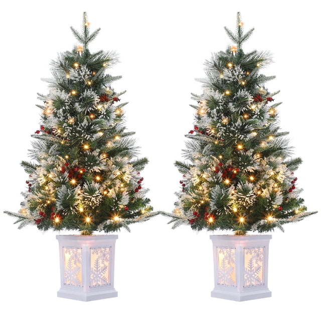 3 Ft Pre-Lit Christmas Tree, Fiber Optic Artificial Christmas Tree with ...